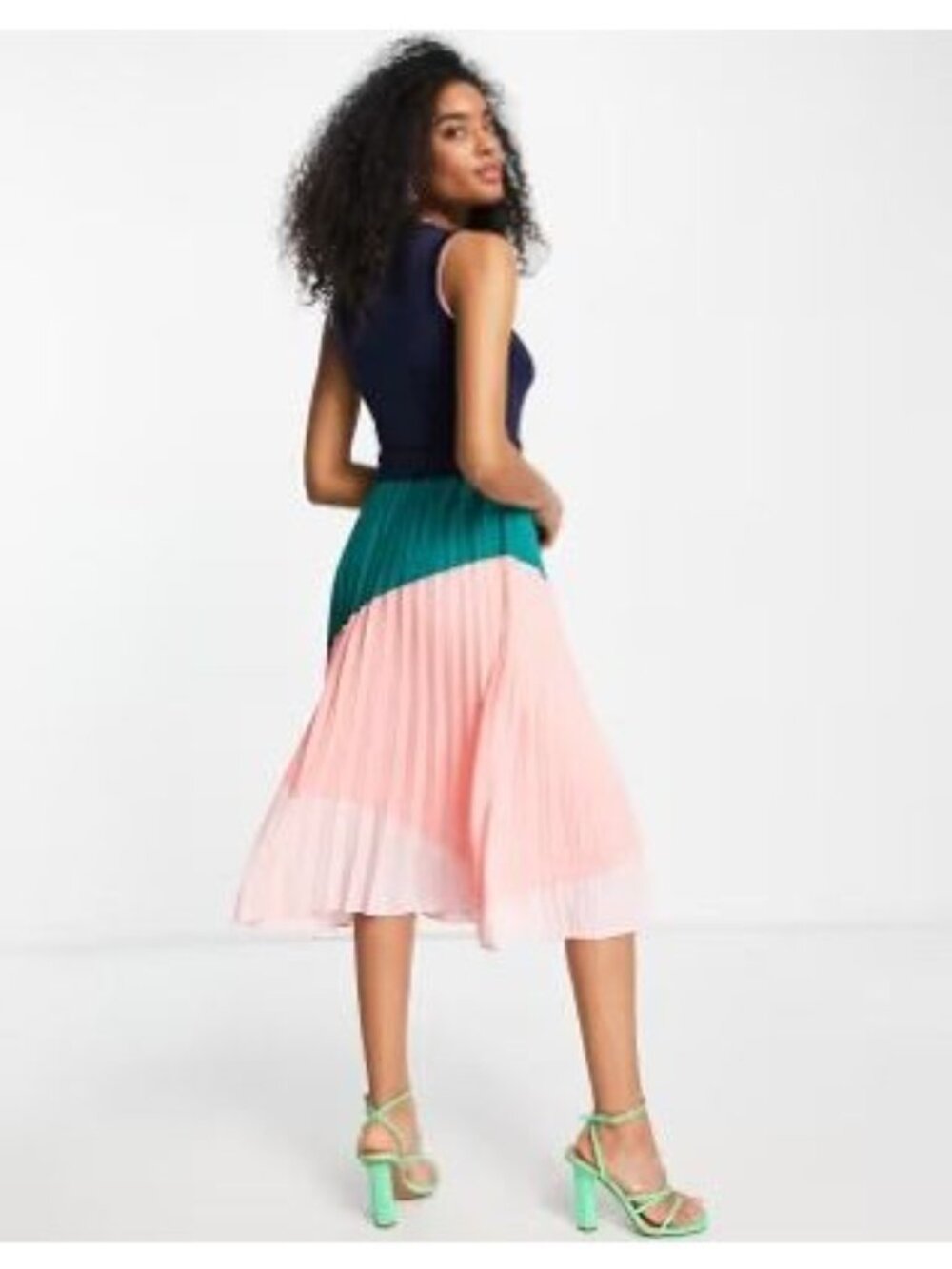Ted Baker VGUC Indigo colourblock pleated dress in Size 0 - Picture 4 of 9